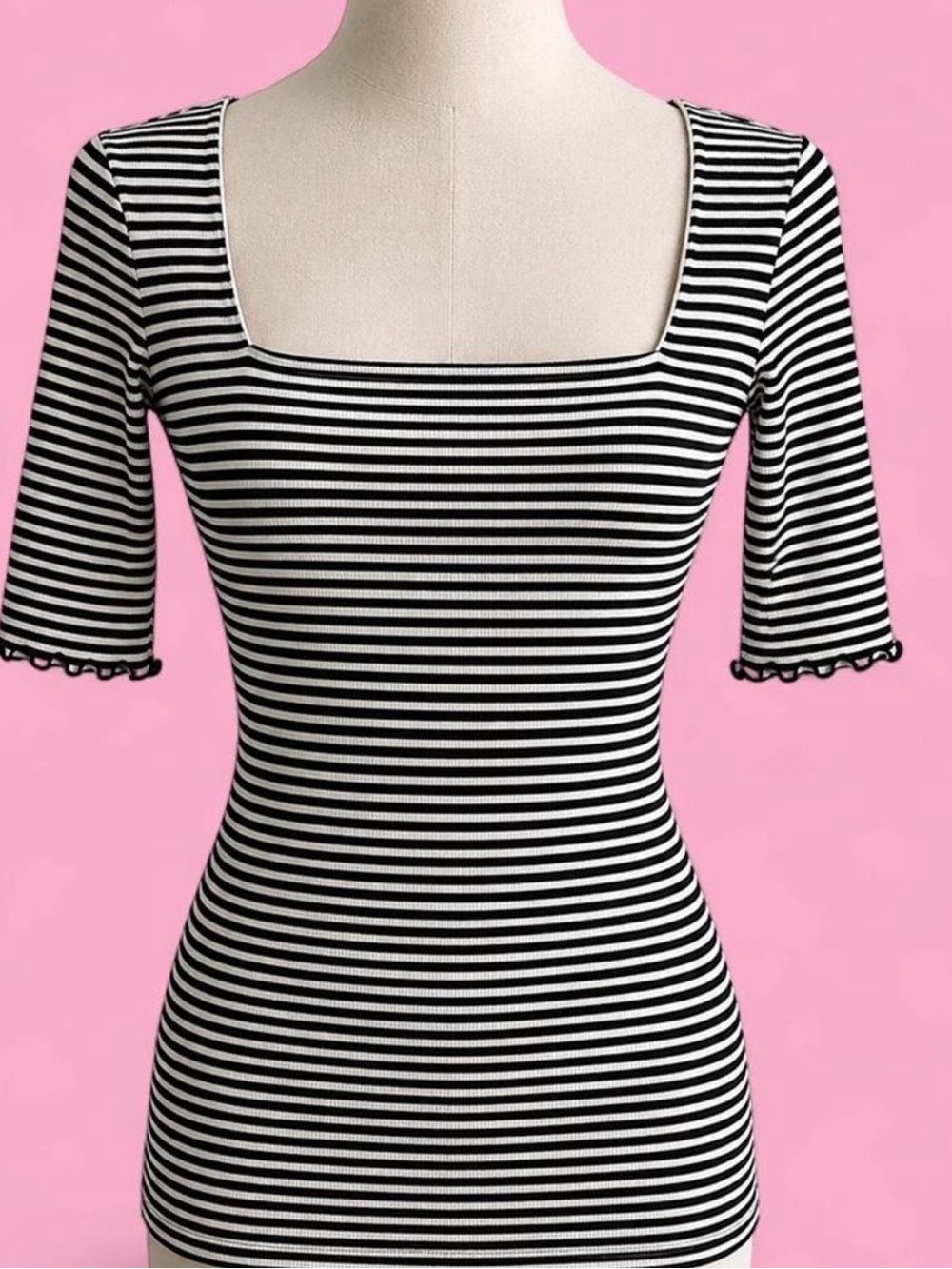 The Fifth Label for Anthropologie Striped Square Neck Ribbed Top XXS NWT